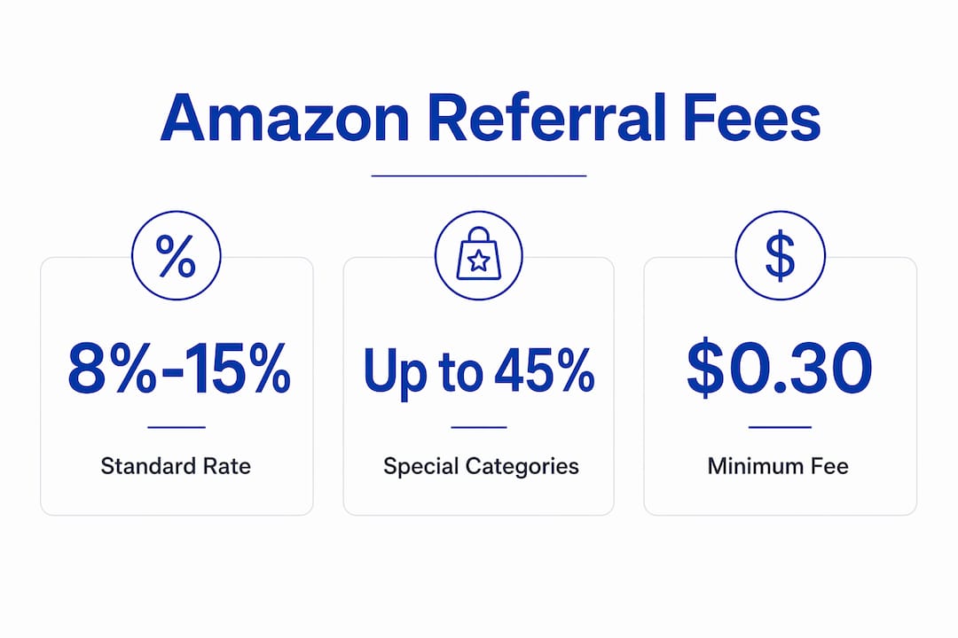 Infographic summarizing Amazon referral fees