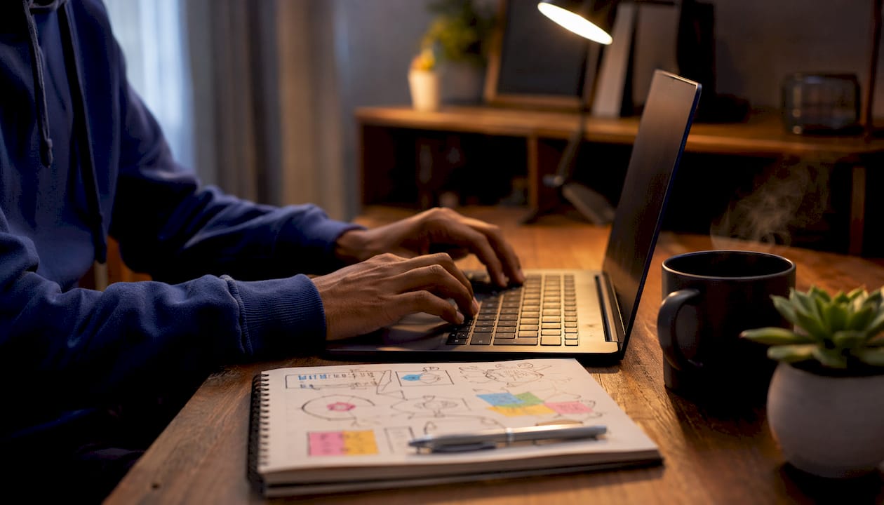 Hands typing on laptop setting up KDP account