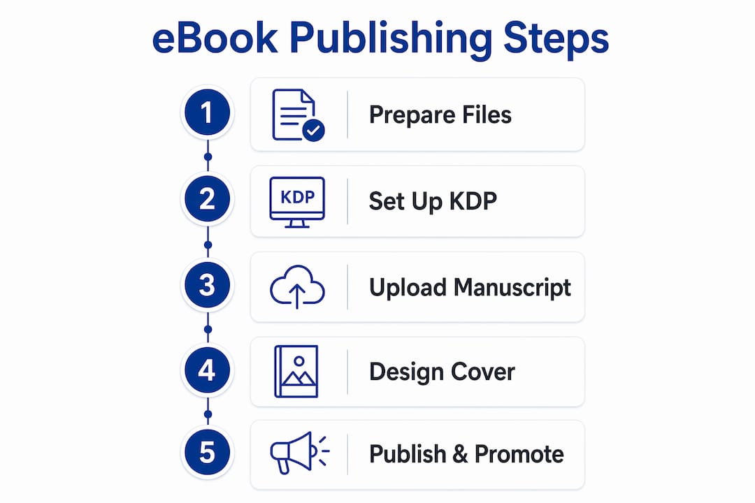 Infographic outlining key steps for eBook publishing