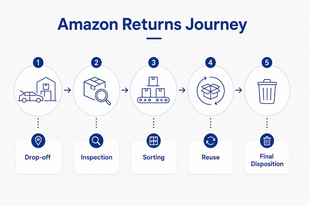 Infographic outlining Amazon returns process stages