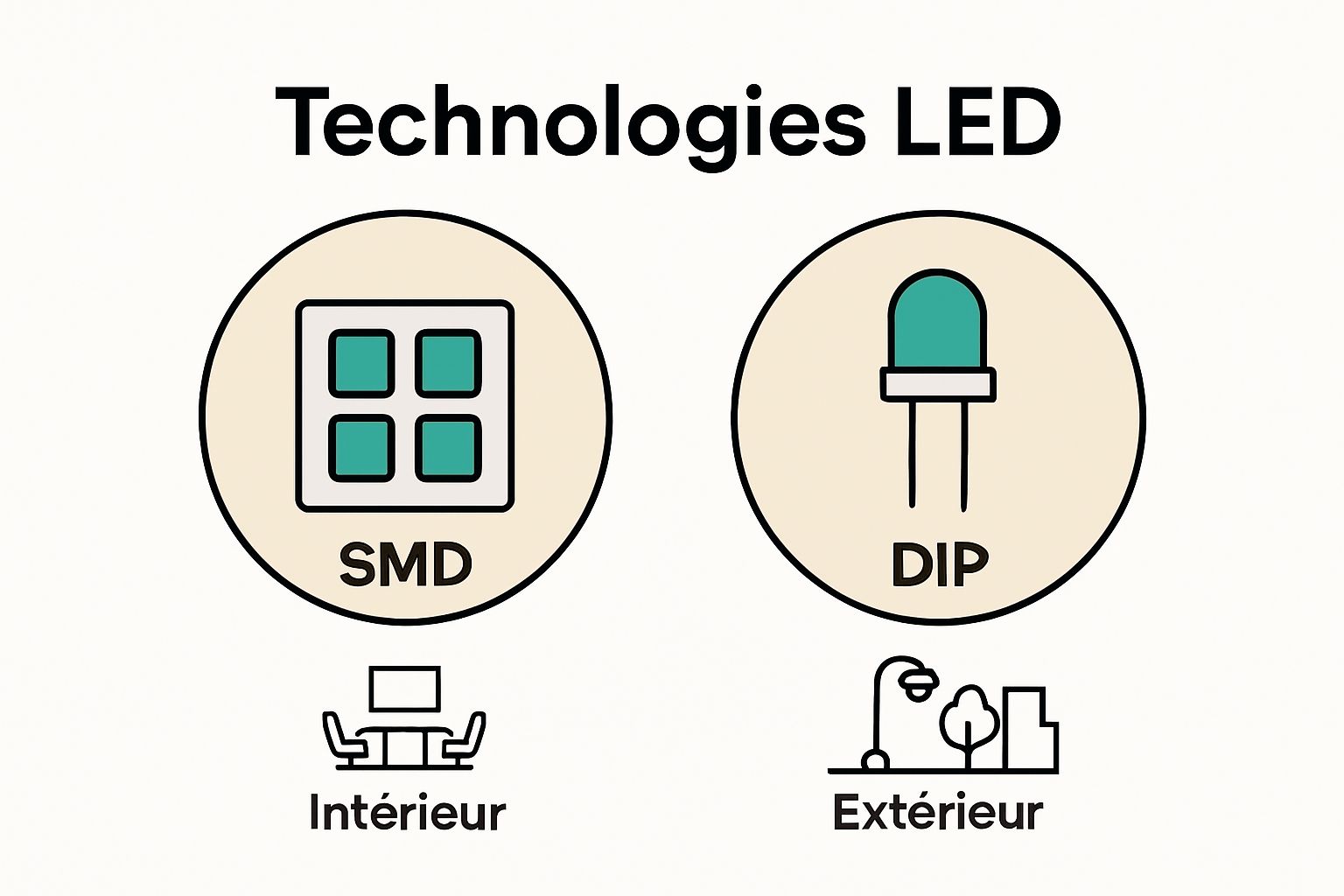 Comparison visual of SMD vs DIP LED screens