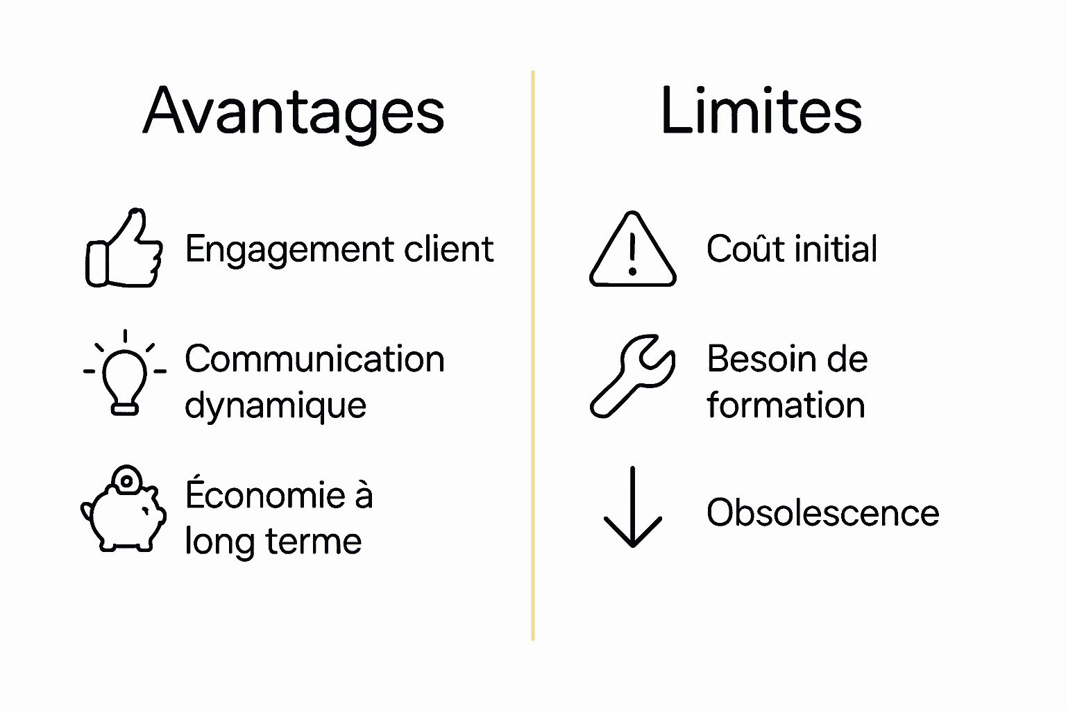 Infographie avantages et limites panneaux LED en entreprise