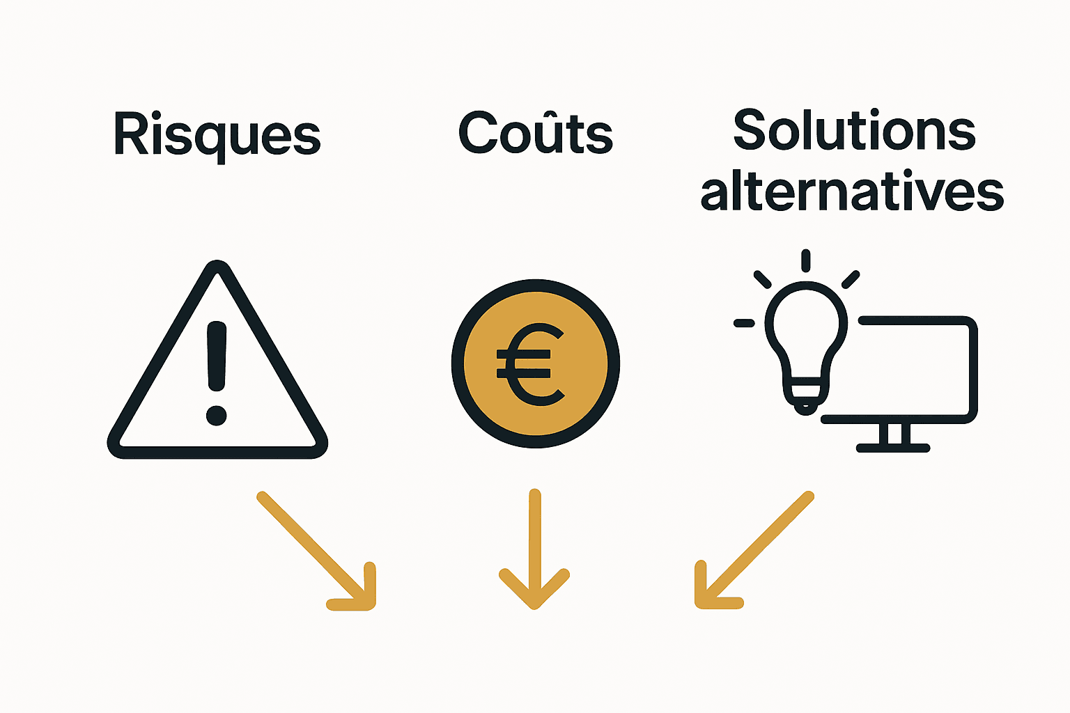 Infographie comparant risques, coûts et alternatives écrans LED professionnels