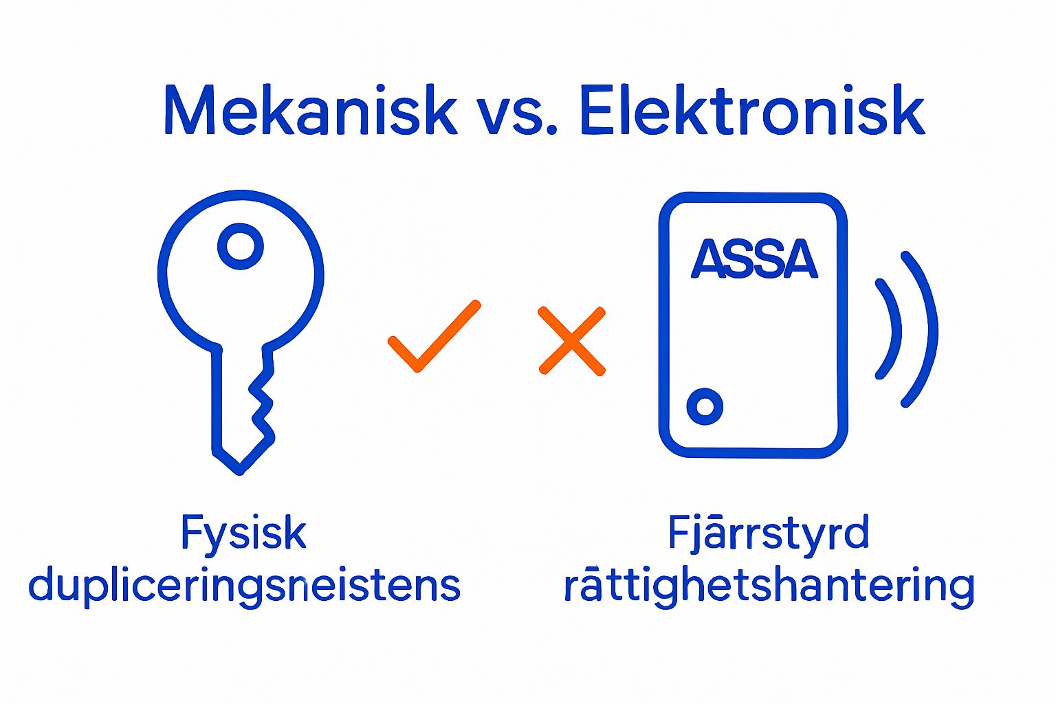 Infographic comparing mechanical and electronic Assa lock systems
