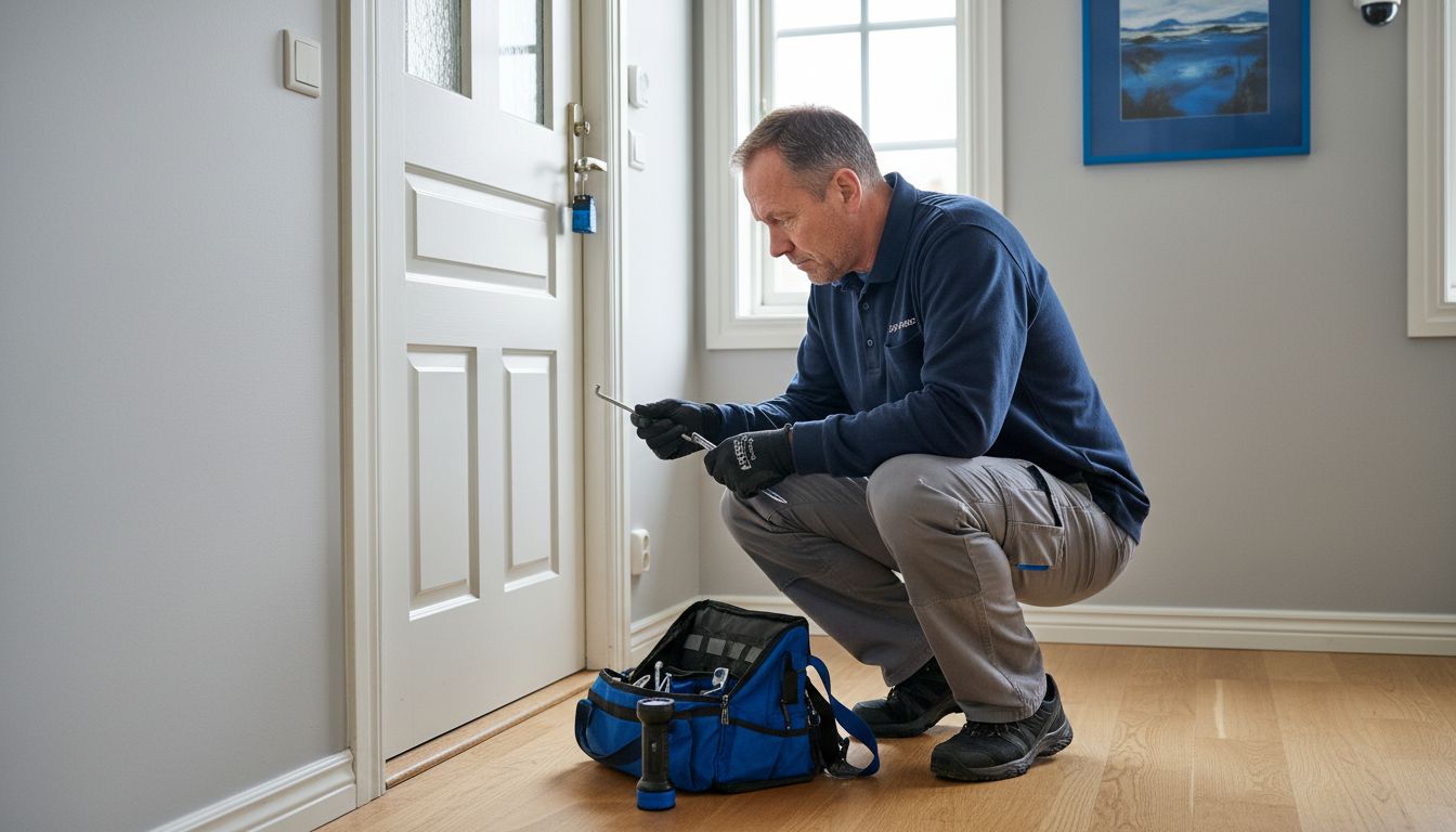 professionell låssmed arbetar