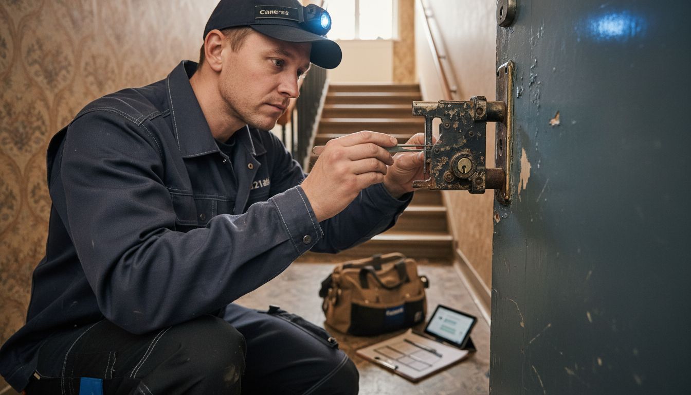 slitet dörrlås inspektion