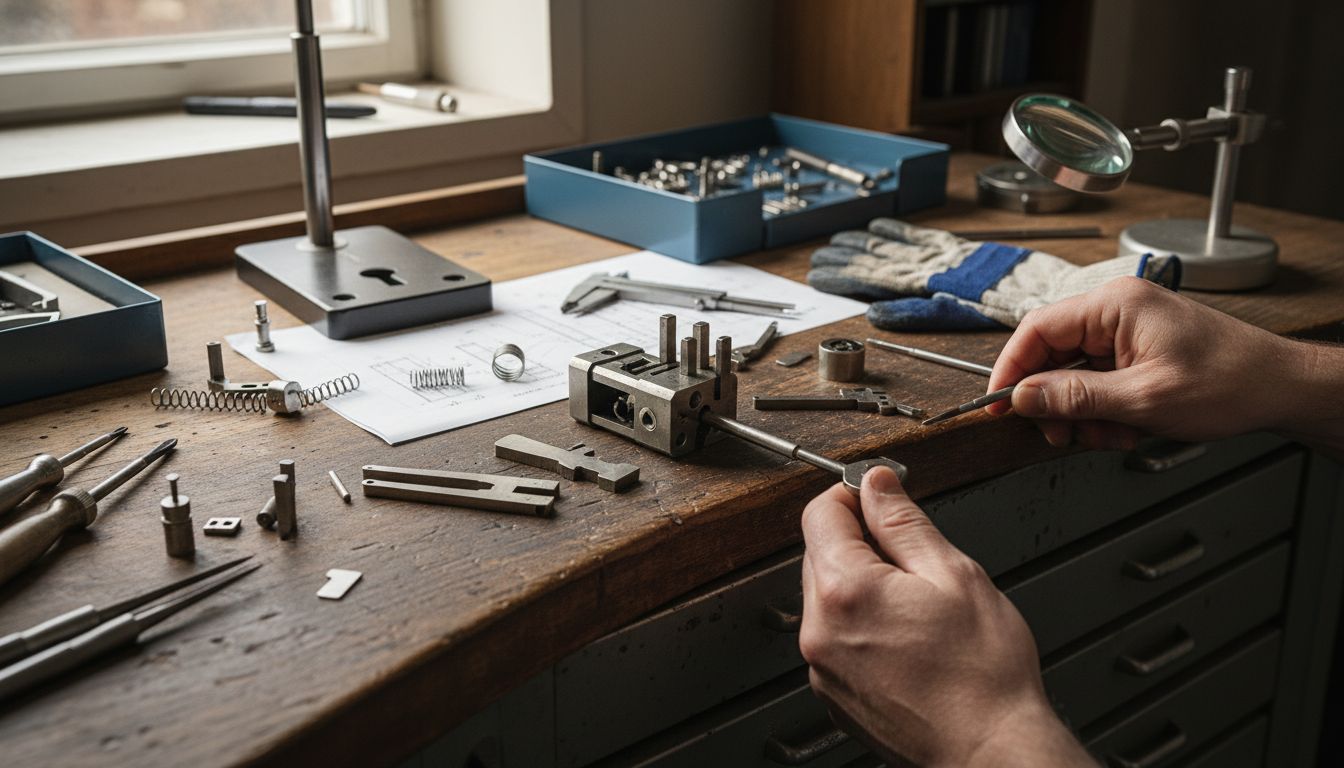 tillhållarlås närbild mekanism