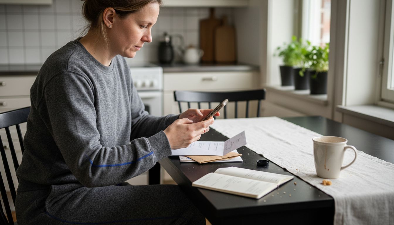 Woman photographing lock change documents