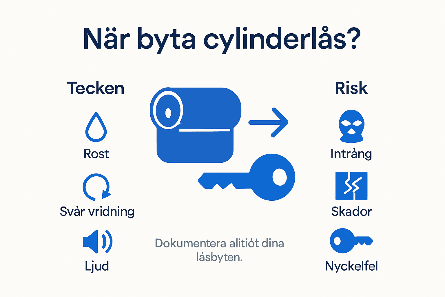 Översikt: När är det dags att byta cylinderlås? En grafisk guide med viktiga tecken att hålla koll på.