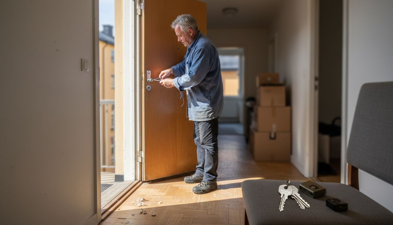 Hyresvärden byter ut låset till lägenhetsdörren