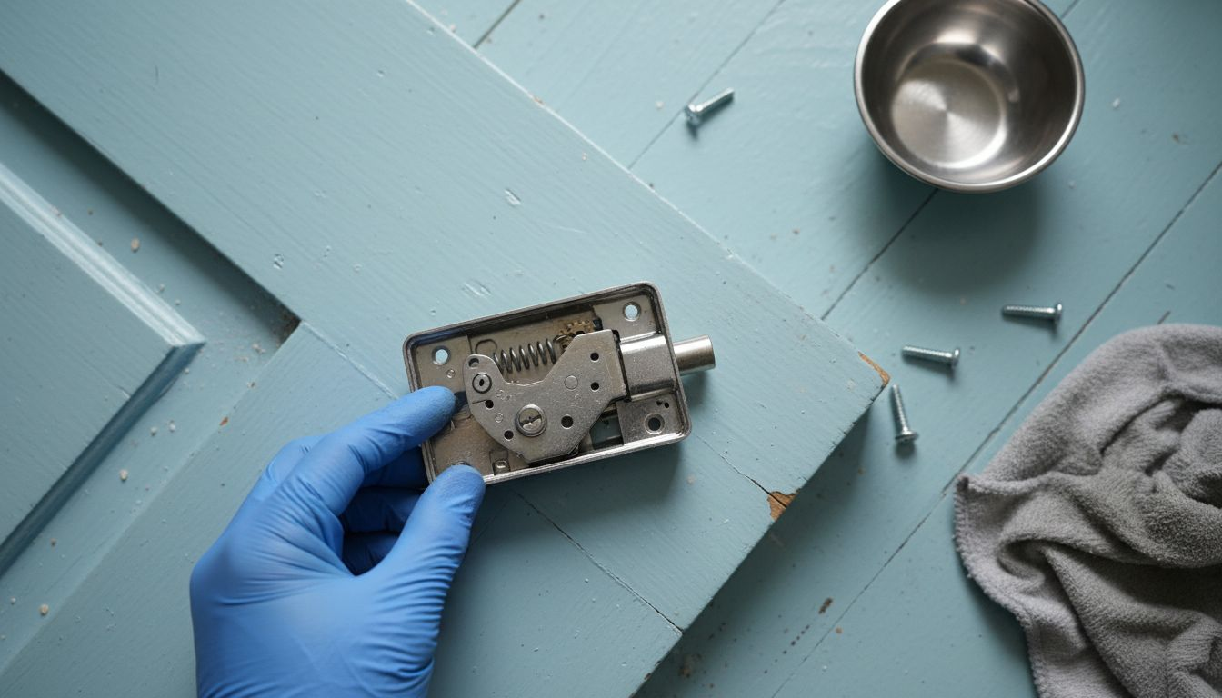 Här plockar vi isär ett dörrlås och tar en titt på hur det ser ut inuti.