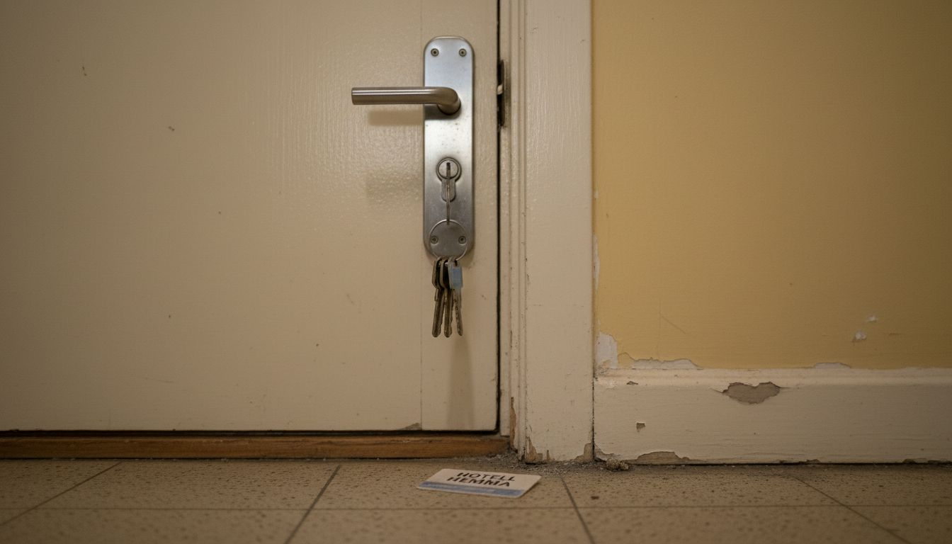 Närbild på låsmekanismen till en lägenhetsdörr