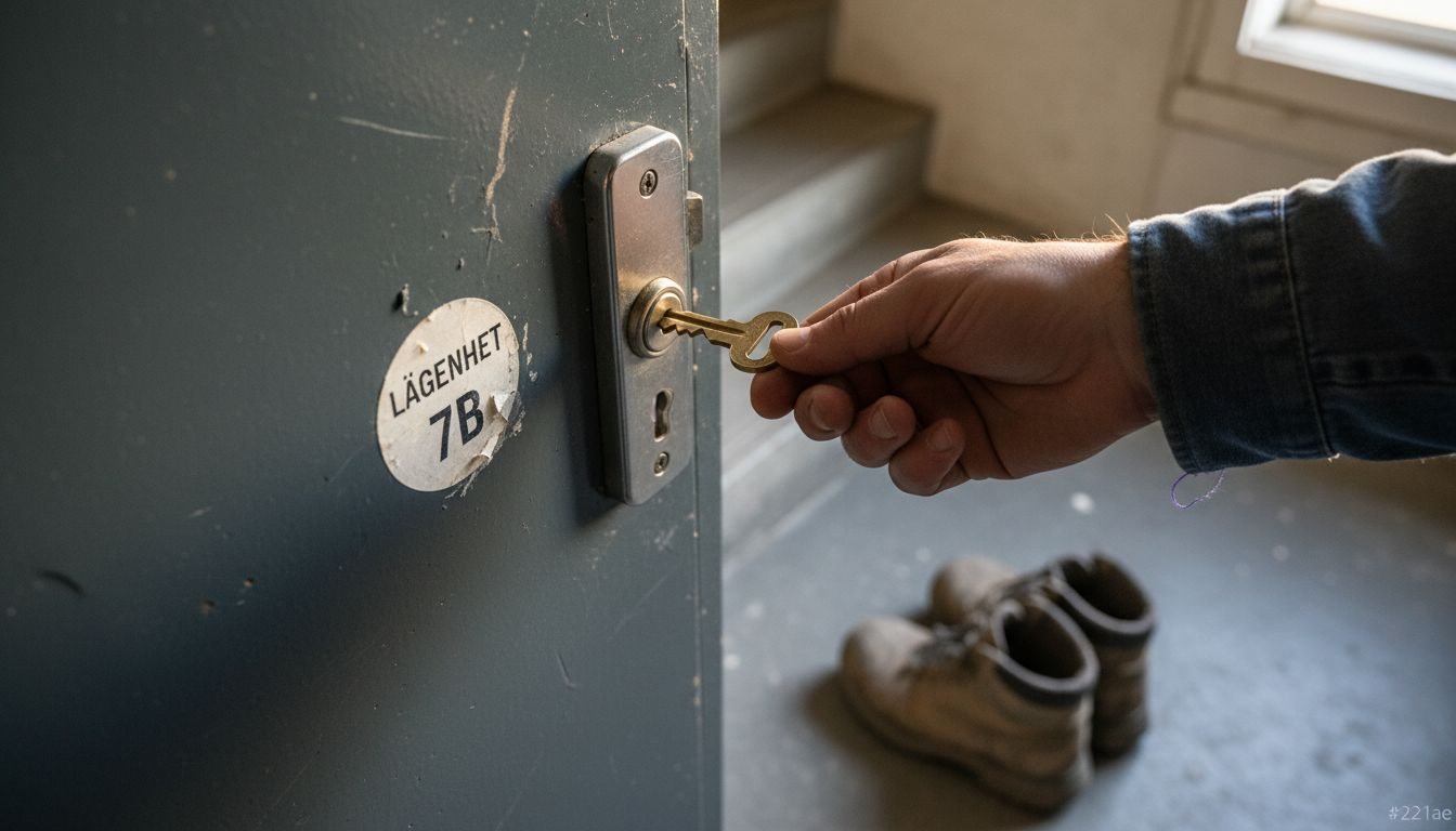 Detaljerad bild på låscylinder och nyckel i ett tvåvägslås