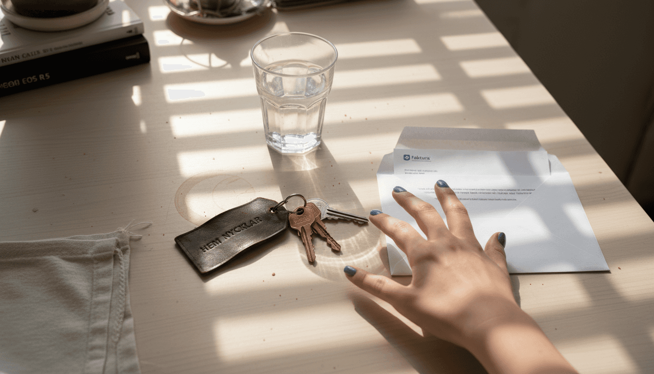 Nycklarna har försvunnit bland allt stök på köksbordet.