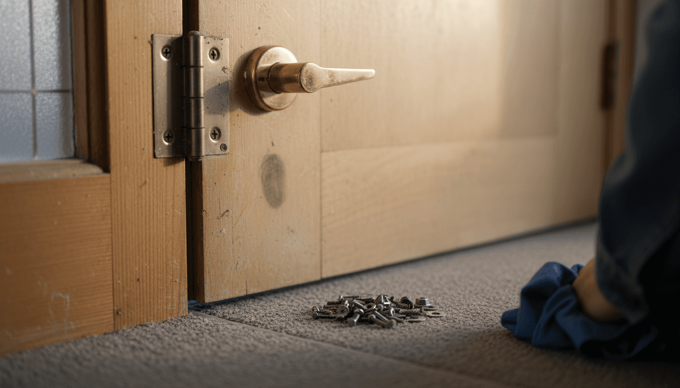 Dörren visar upp olika beslag och komponenter