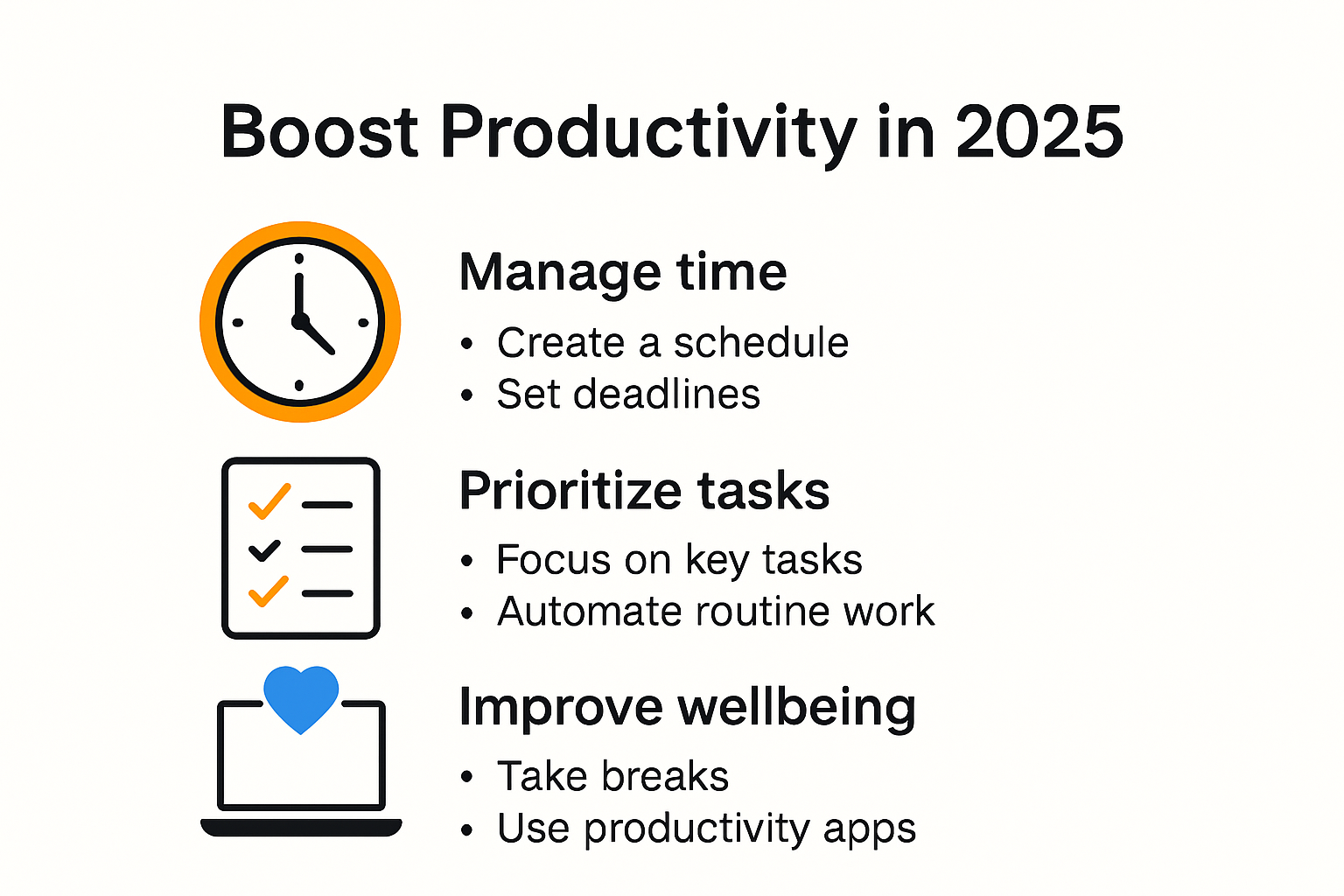 Infographic showing strategies to enhance personal productivity