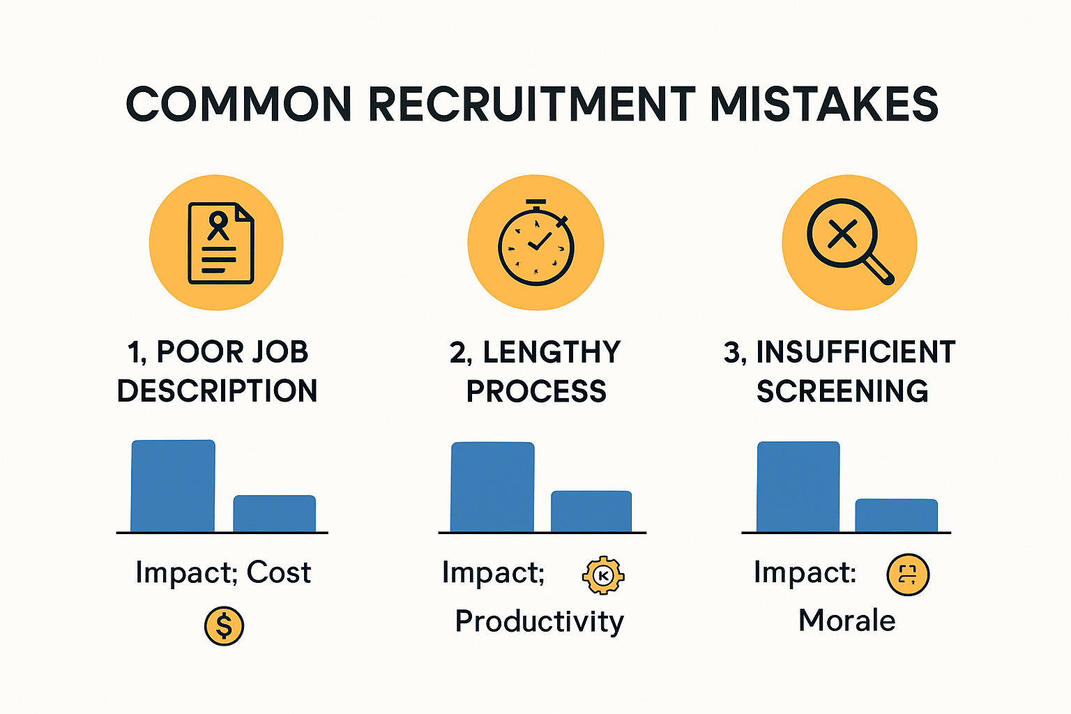 Infographic showing common recruitment mistakes and their business impacts