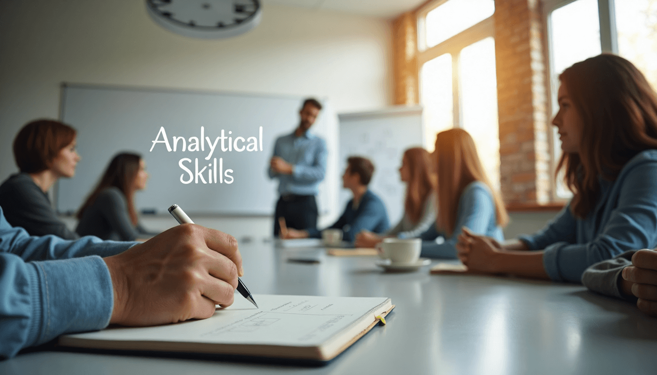 Adults engaged in classroom skills workshop, facilitator at whiteboard