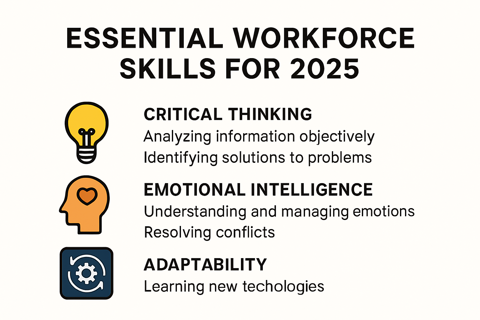 Infographic of essential workforce skills for 2025