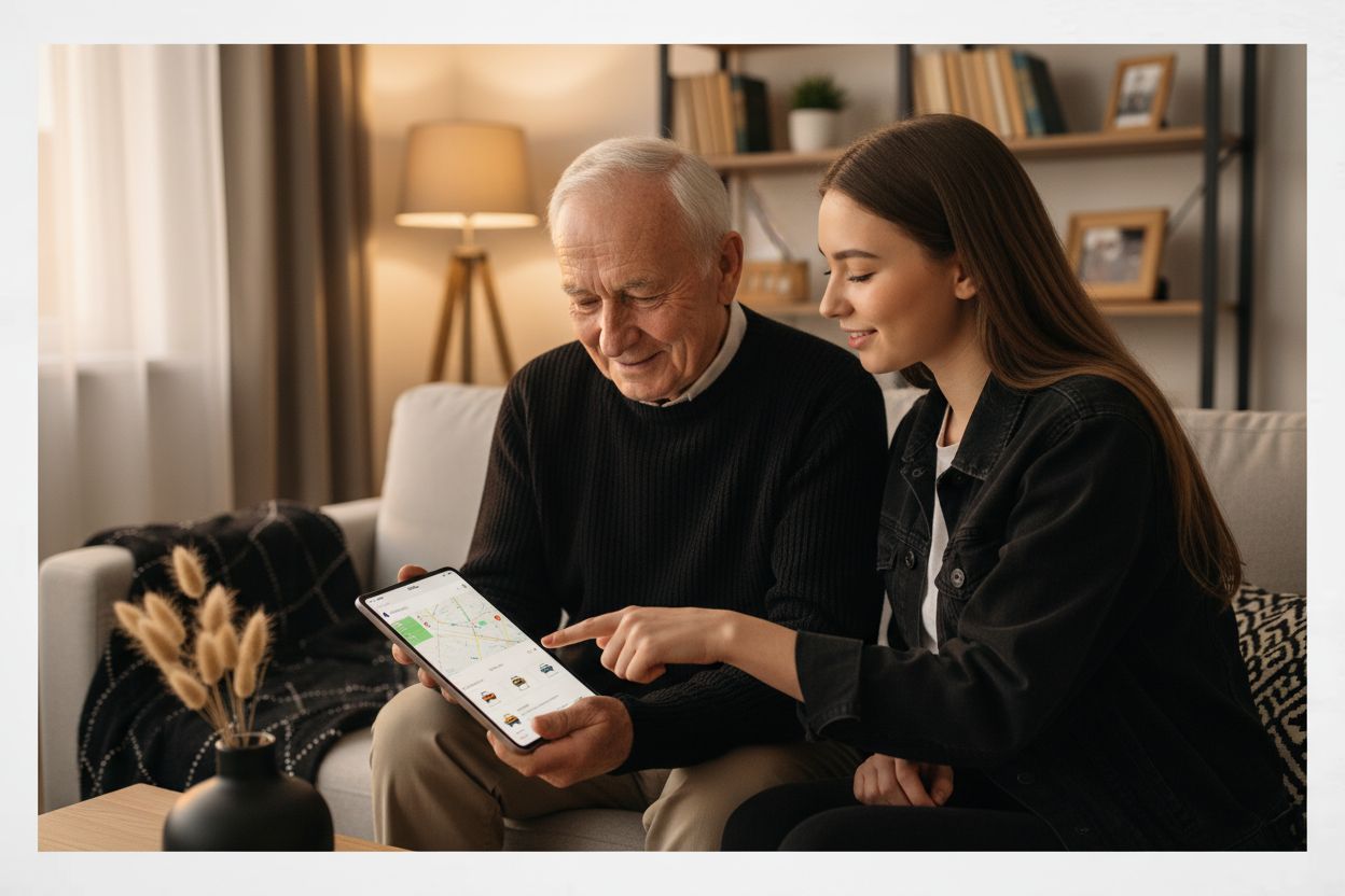 personas mayores y jóvenes app taxi