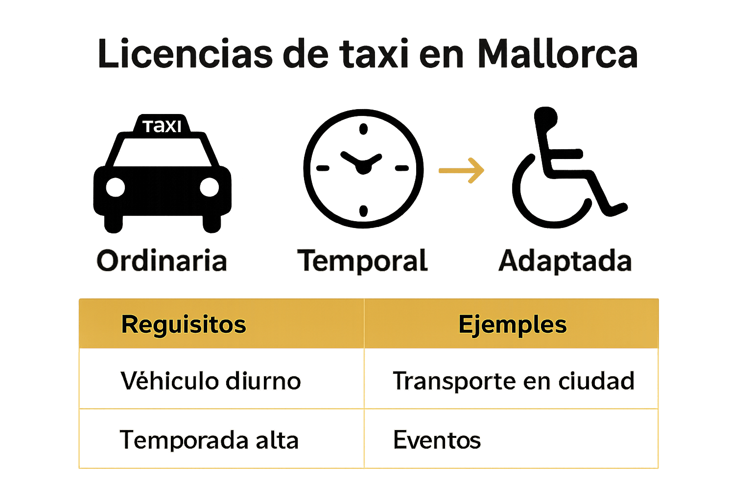 Infografía comparativa de licencias de taxi en Mallorca