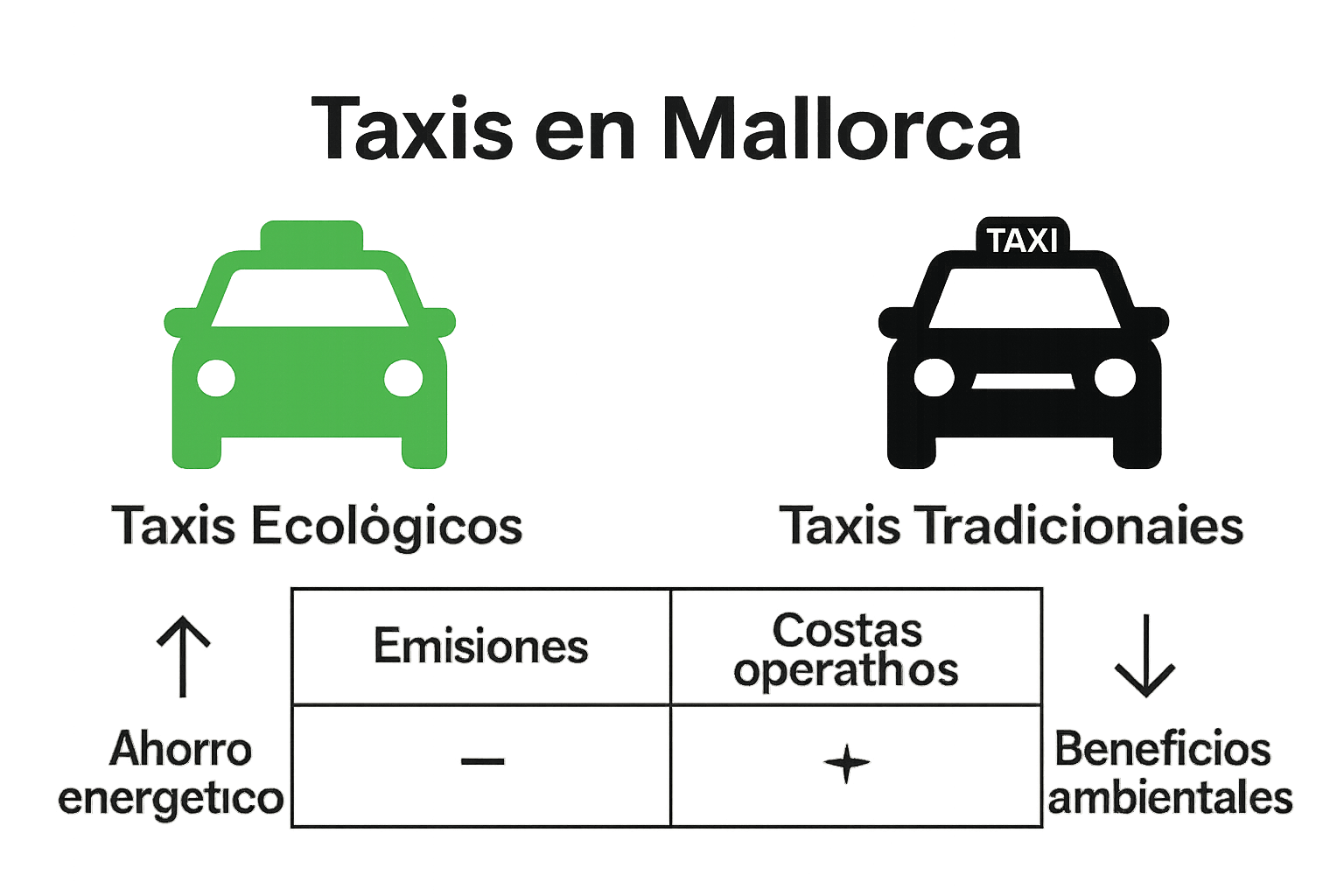 Comparación visual de taxis ecológicos y tradicionales en Mallorca