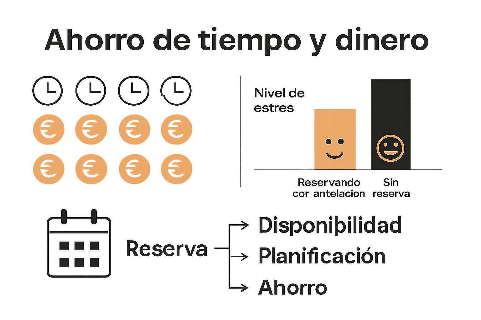 Infografía sobre los beneficios clave de reservar mercado con antelación.