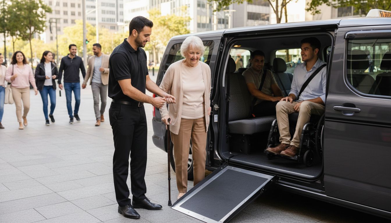 Usuarios diversos utilizan taxi accesible