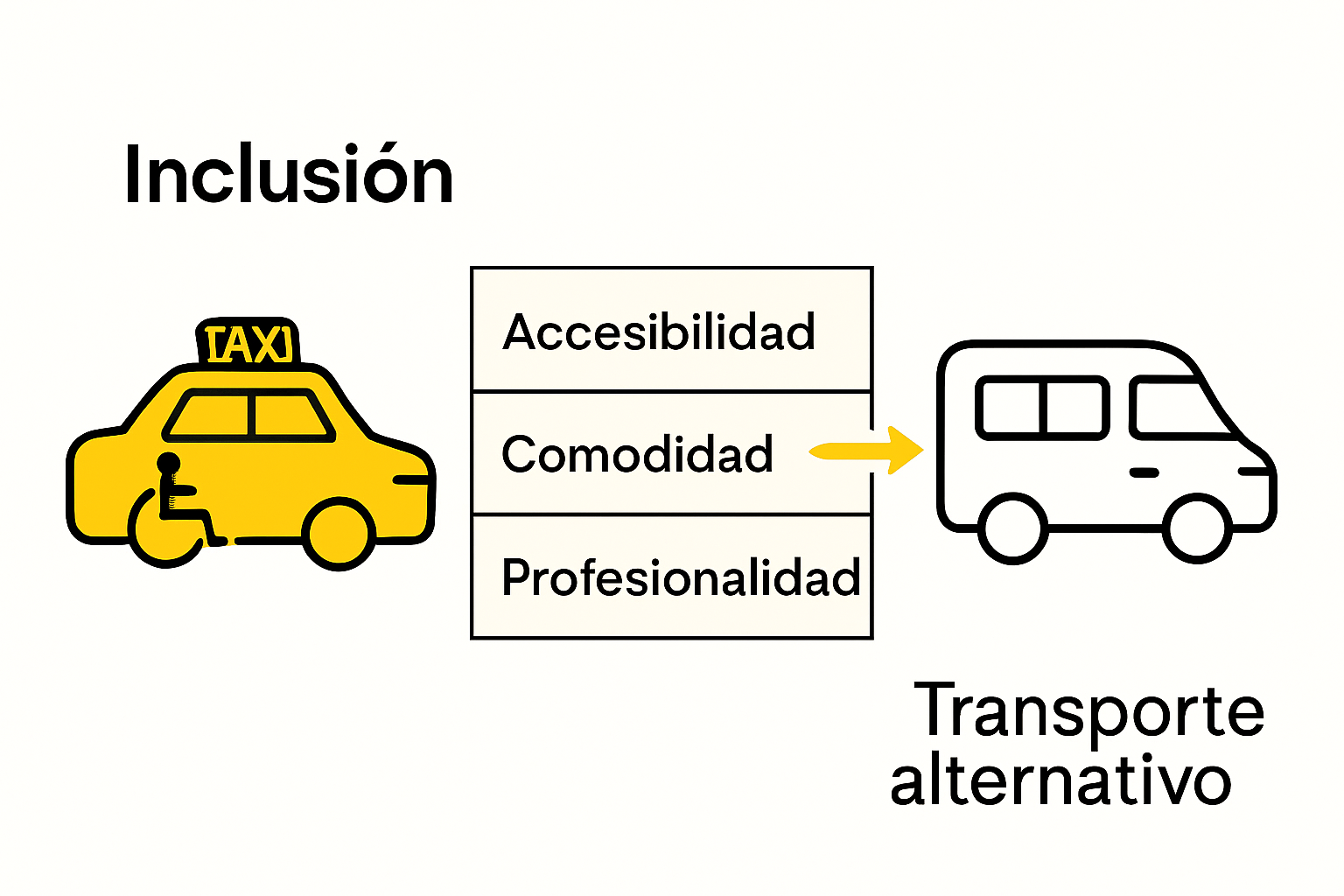 Infografía comparando taxi accesible y alternativas