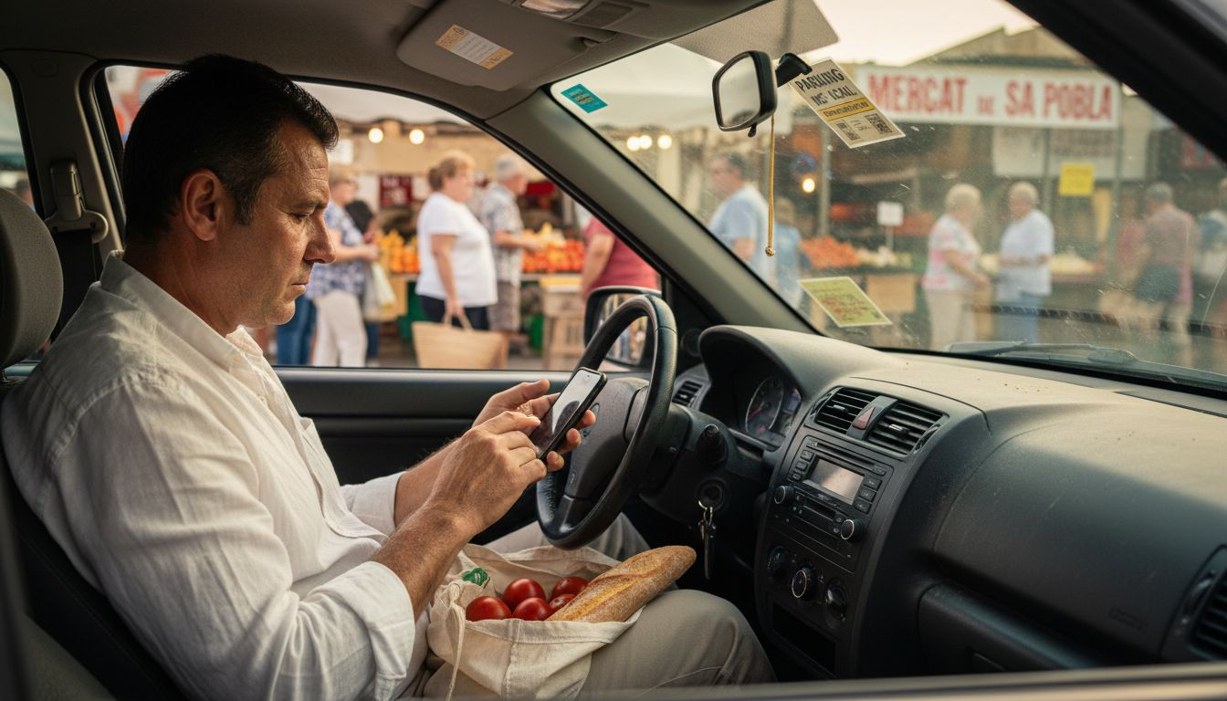 Hombre ingresando los datos de su viaje en una aplicación de taxis