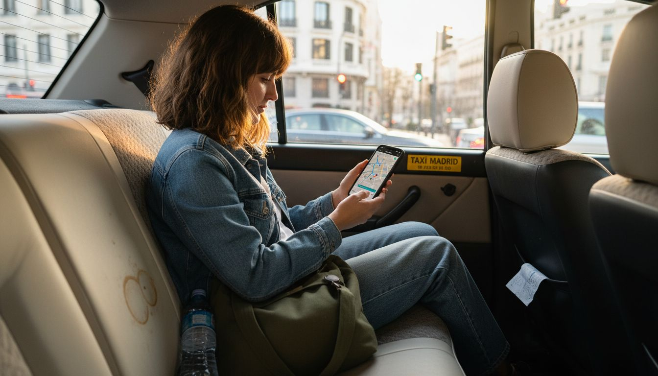 Recorrido que puede ver el pasajero desde la parte trasera del taxi