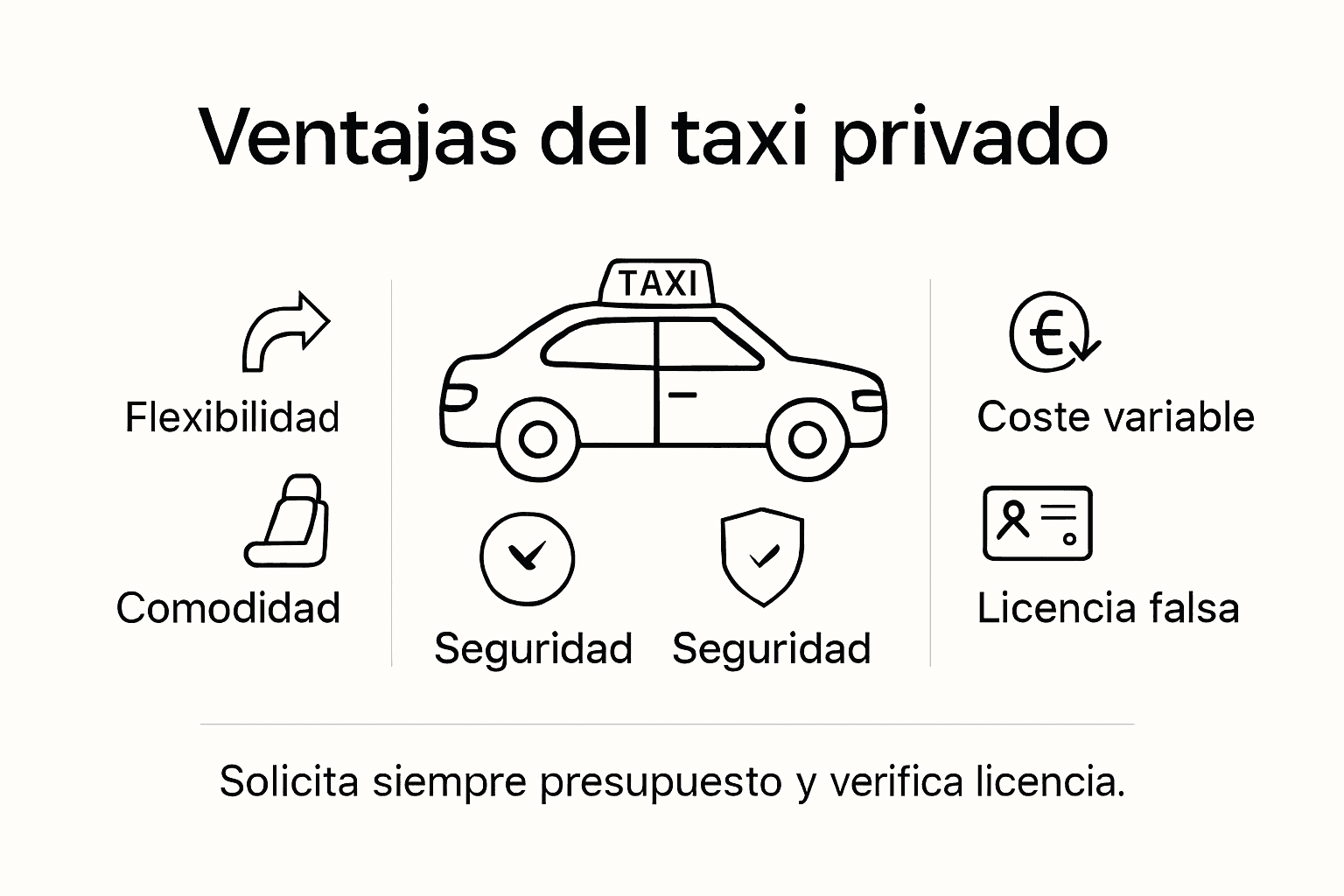 Infografía sobre los pros y contras de utilizar taxis privados en Mallorca