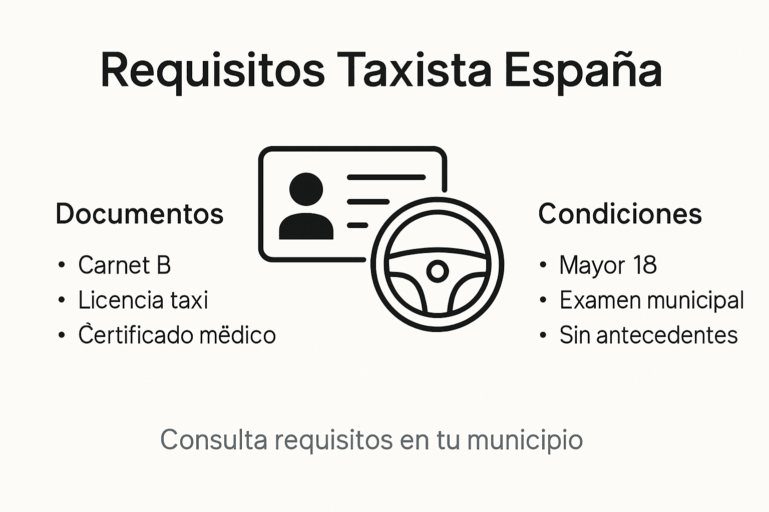 Infografía: requisitos imprescindibles para ejercer como taxista profesional en España