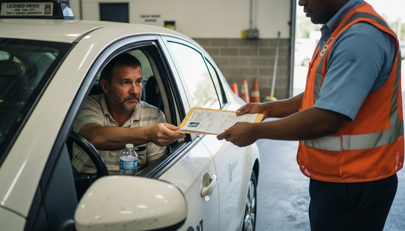 Mallorca taxi driver passing inspection check