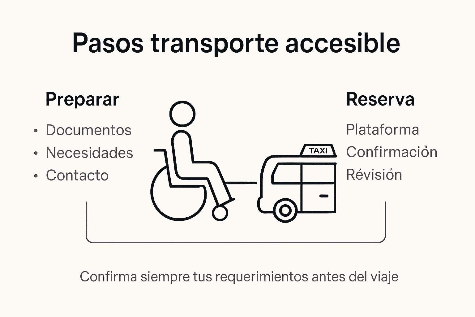 Guía visual con los pasos para lograr un transporte accesible