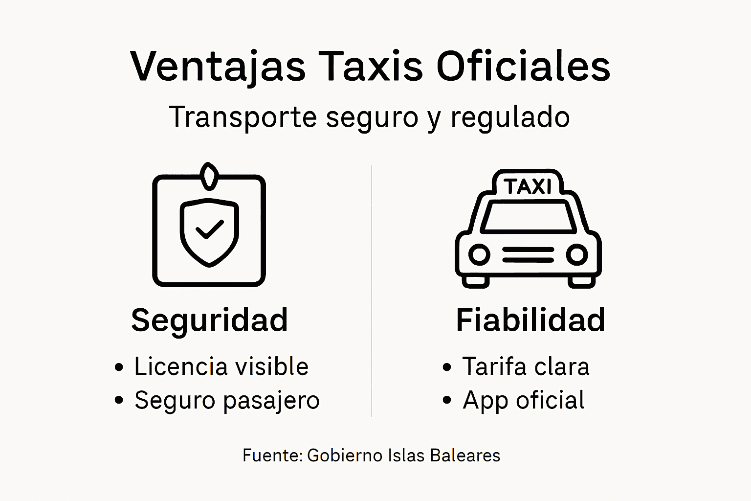 Infografía: las principales ventajas de elegir taxis oficiales en Mallorca