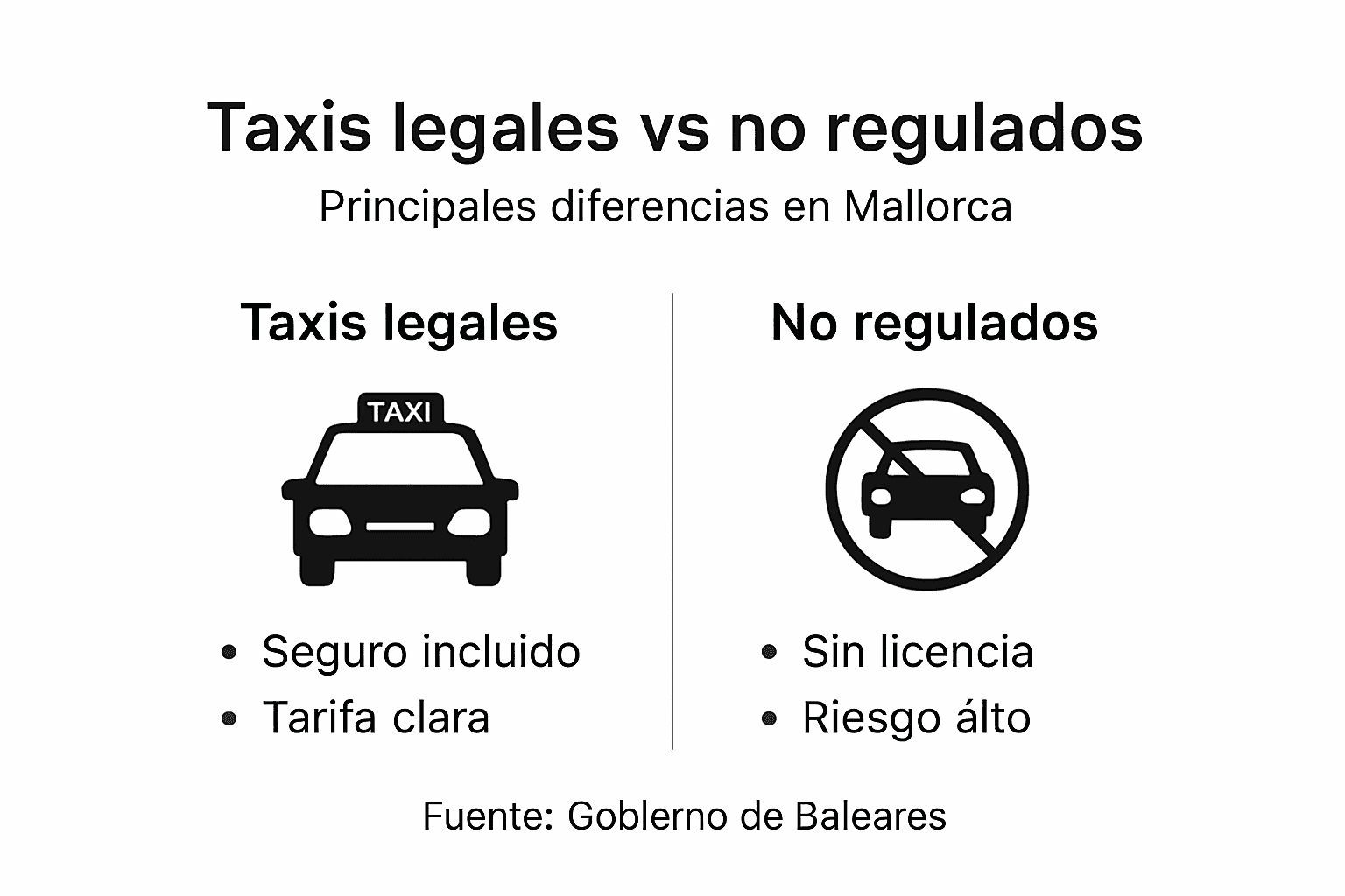 Infografía: ¿Cómo distinguir entre taxis oficiales y vehículos no autorizados en Mallorca?