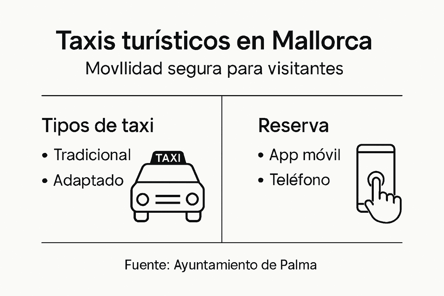Guía visual sobre las diferentes opciones de taxis turísticos y cómo reservarlos