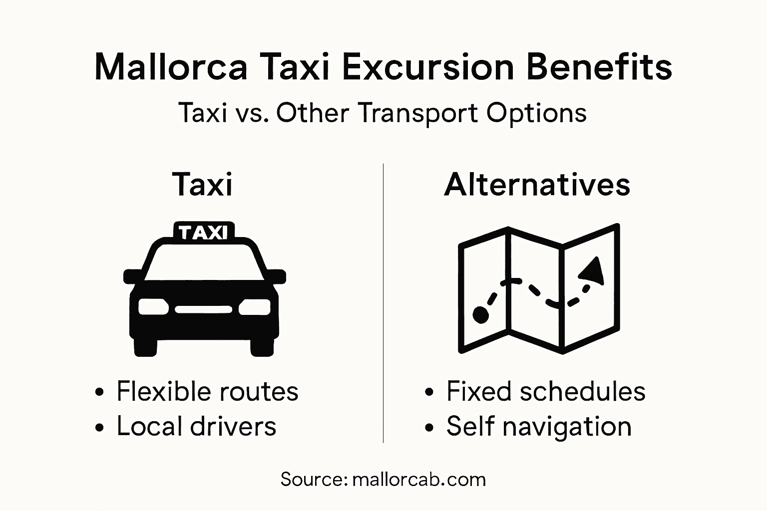 Infographic comparing taxi and transport in Mallorca