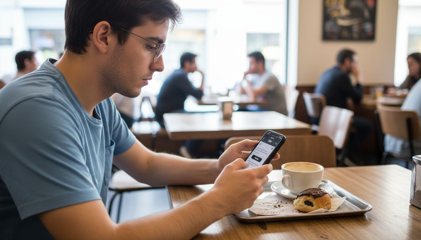 Hombre pidiendo un taxi desde su teléfono móvil