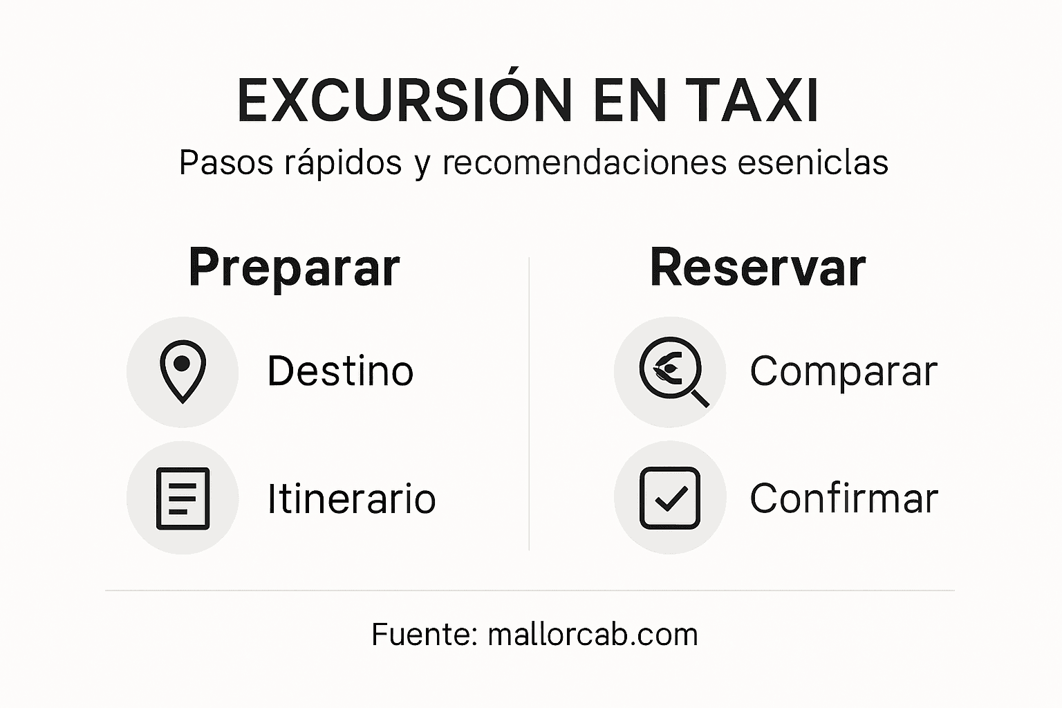 Infografía: pasos esenciales para organizar una excursión en taxi