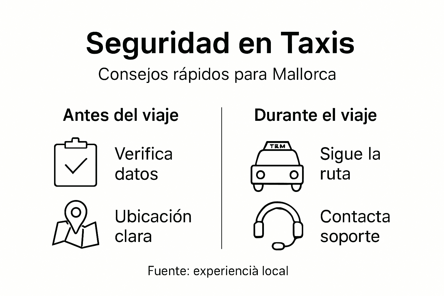 Infografía: recomendaciones para viajar seguro en taxi en Mallorca