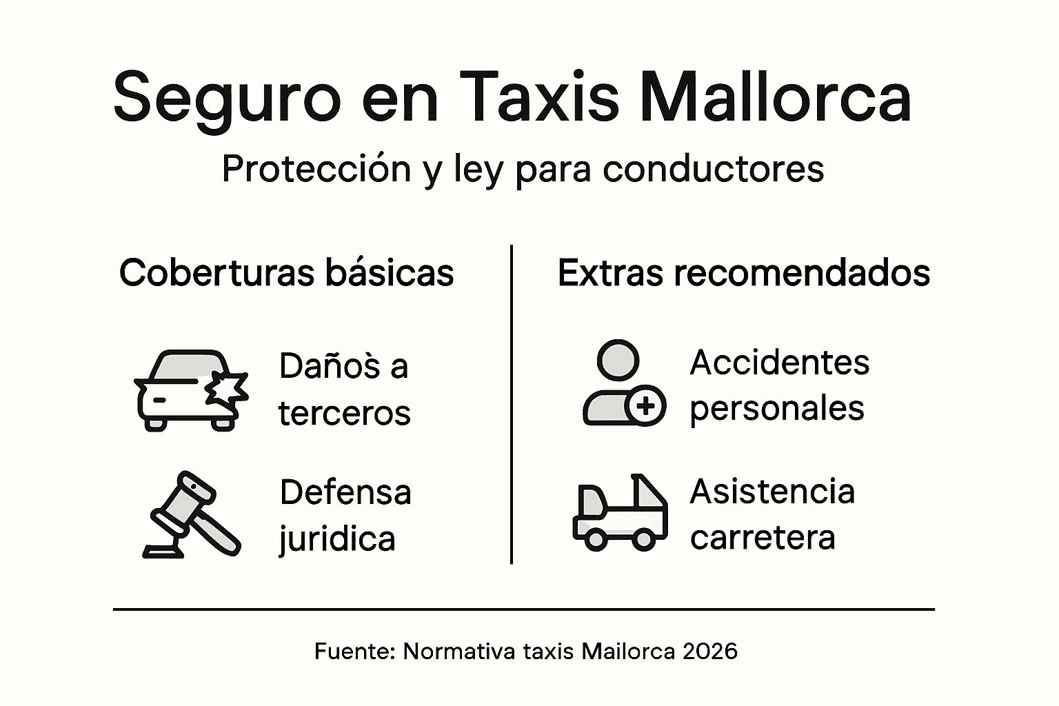 Infografía: las coberturas imprescindibles en el seguro de taxi en Mallorca