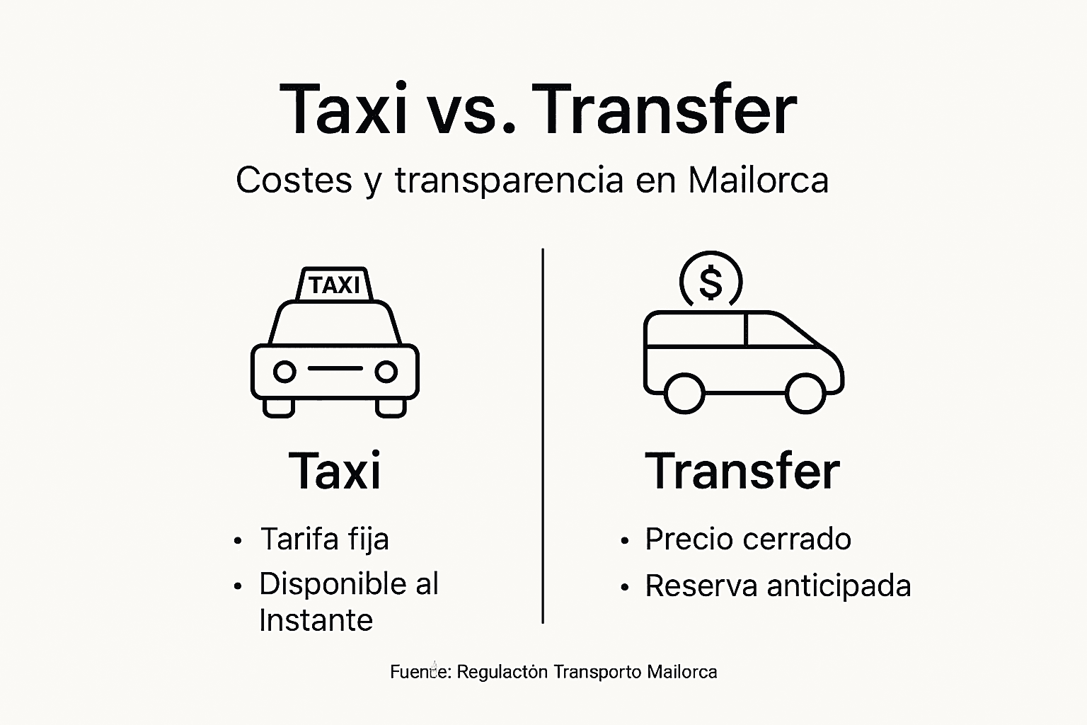 Comparativa de precios: taxi vs. servicio de transfer en Mallorca