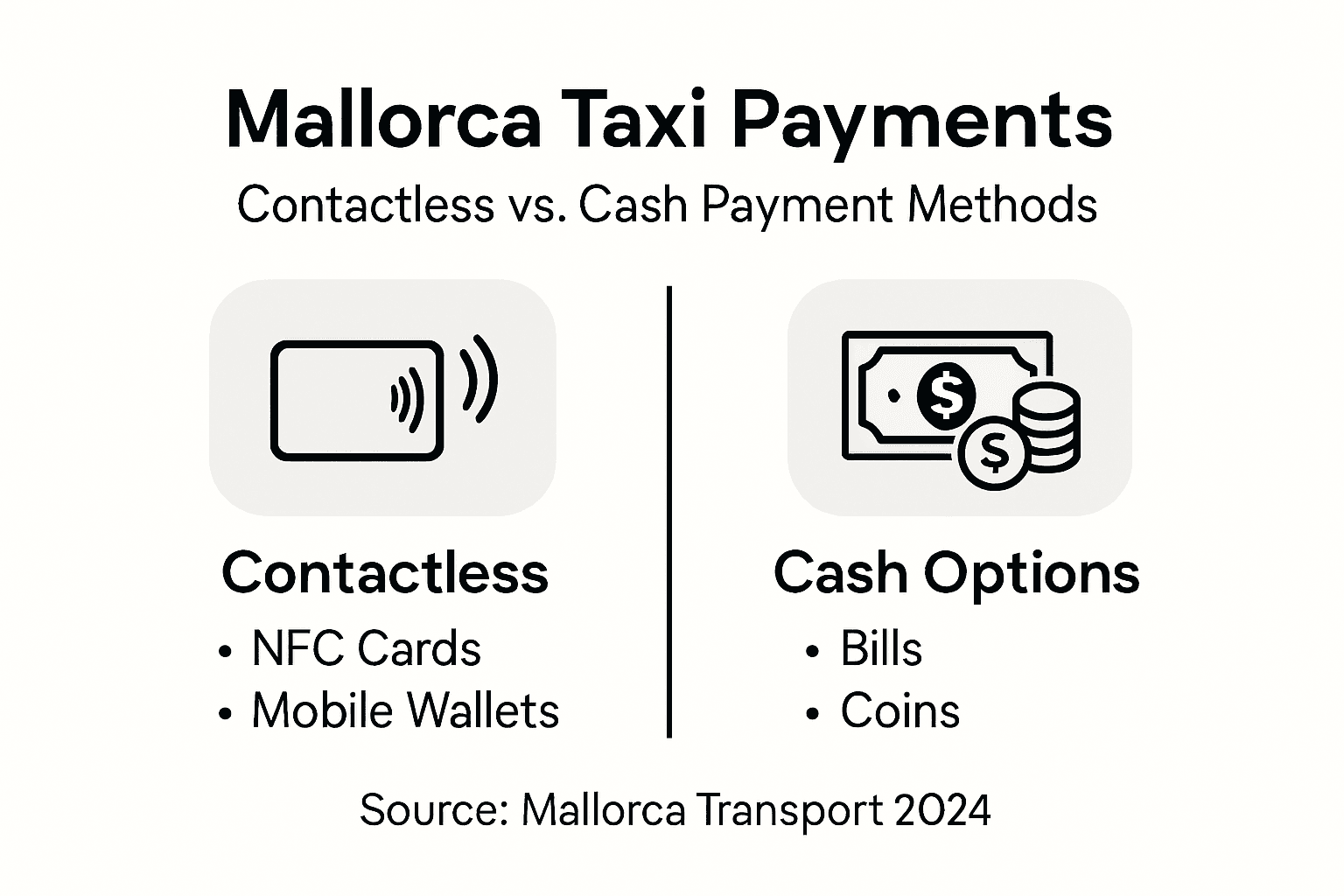 Infographic showing Mallorca taxi payment comparison