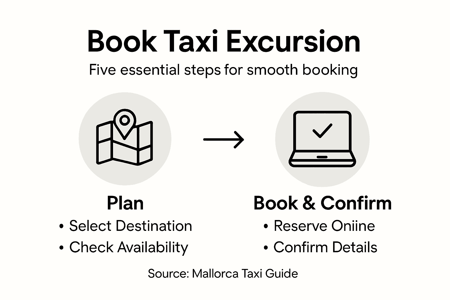 Infographic with steps to book taxi excursion