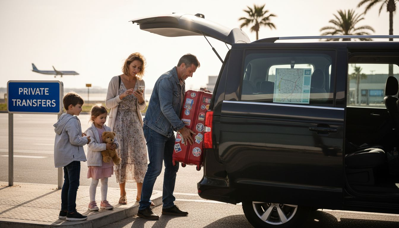 Family prepares for Mallorca airport transfer
