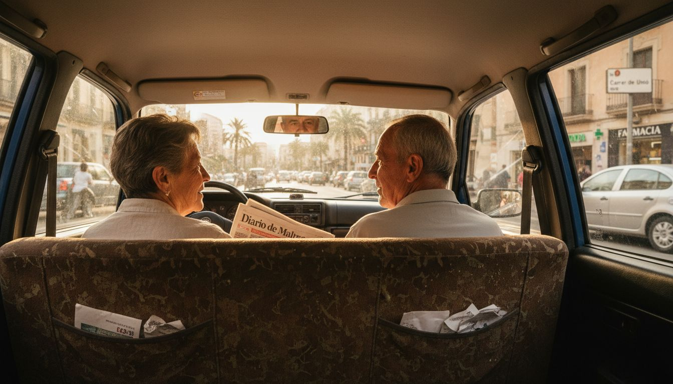 Pasajeros viajando en un taxi con seguro