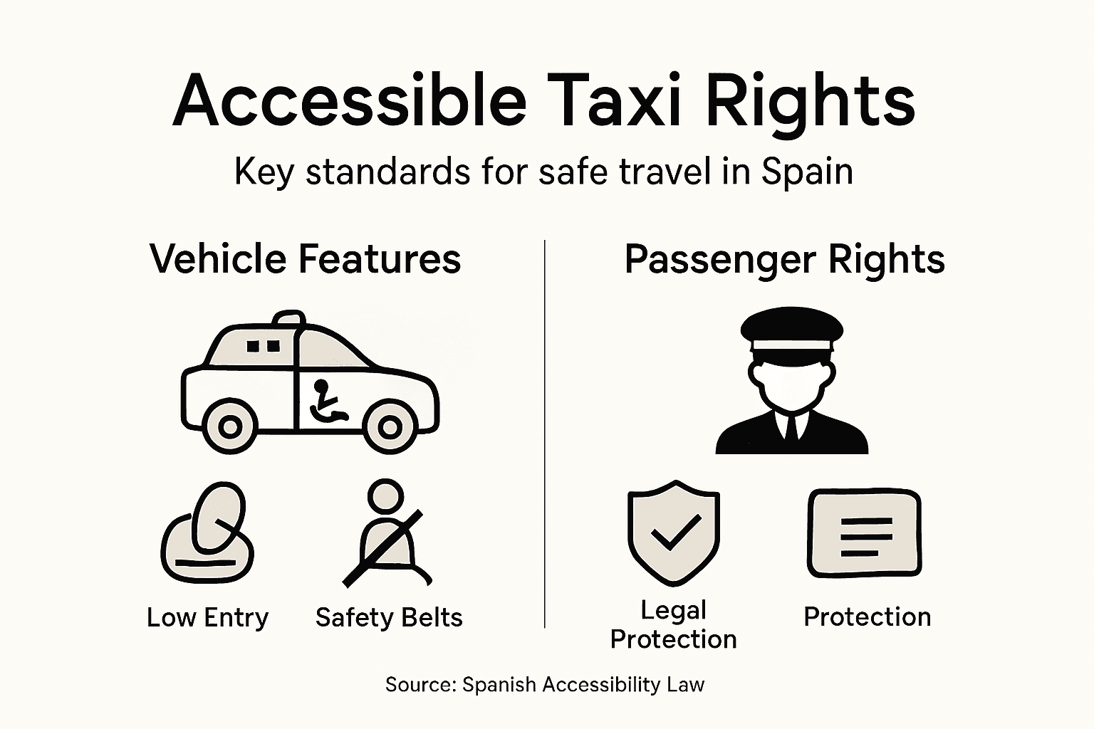 Infographic legal standards for accessible taxis Spain