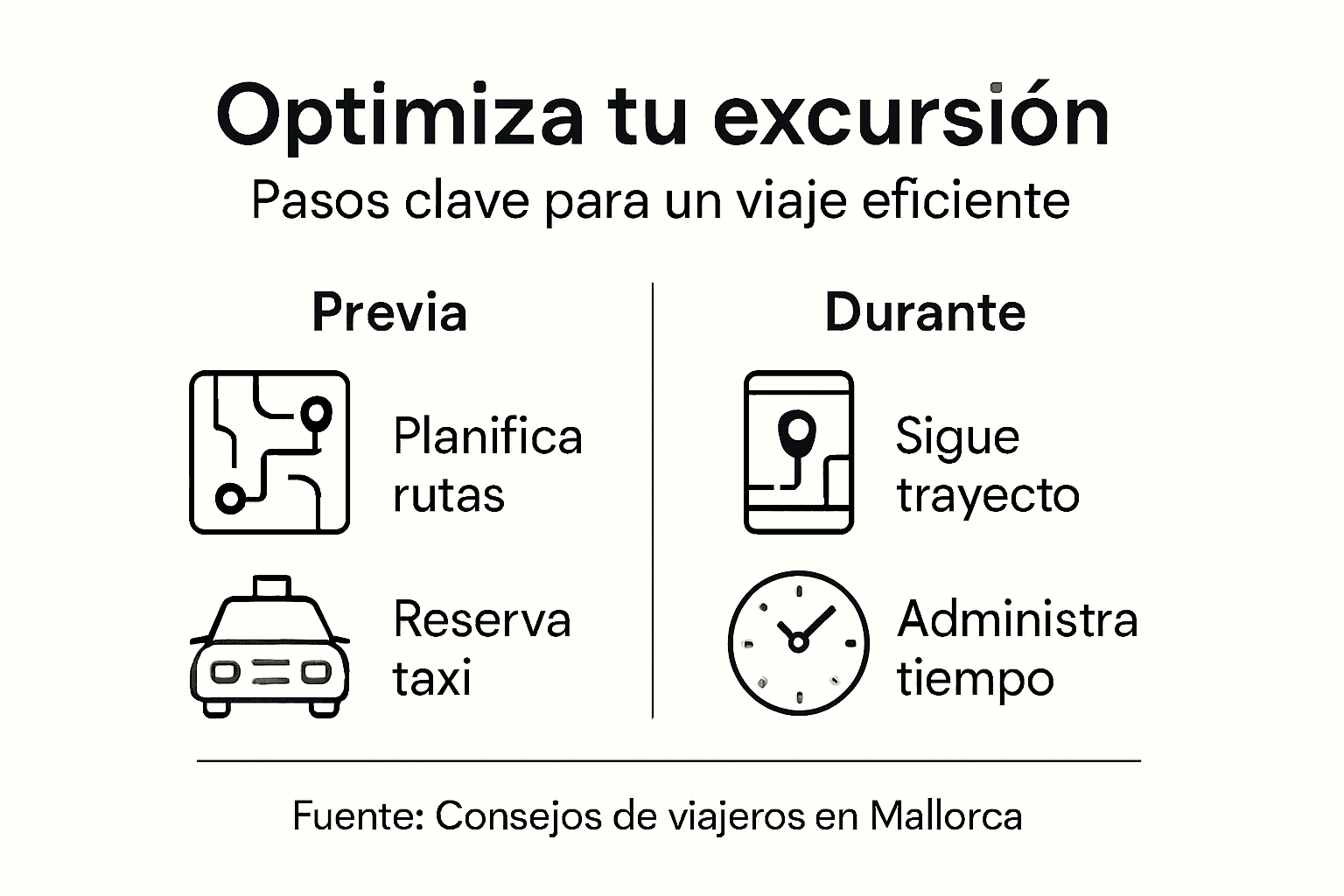 Guía visual con los pasos esenciales para disfrutar una excursión en taxi